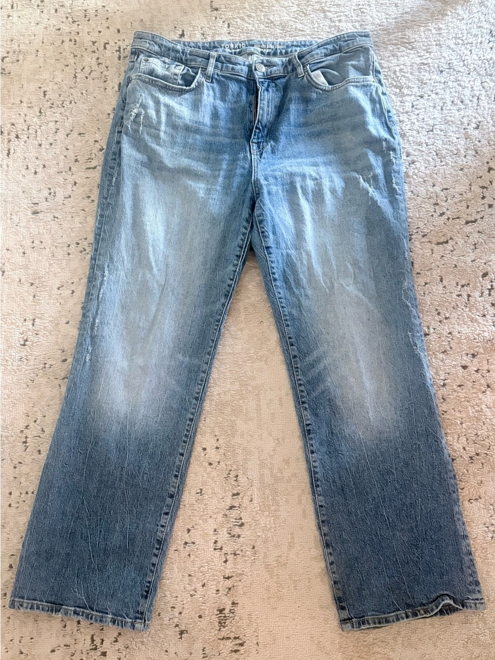 Torrid High Rise Baggy Straight Distressed Jeans Size